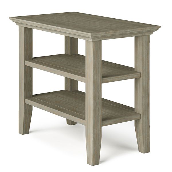 Simpli Home Acadian Wood 14" Rectangle Transitional Narrow Side Table in Gray