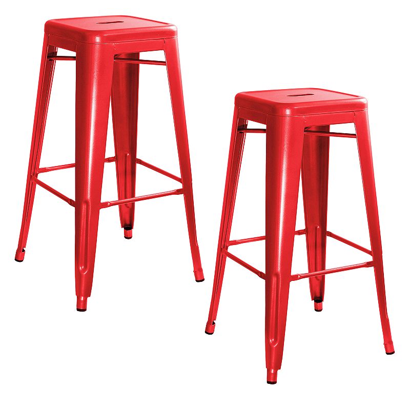 Amerihome Loft Metal Bar Stool 2-piece Set, Red