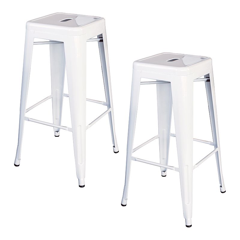 Amerihome Loft Metal Bar Stool 2-piece Set, White