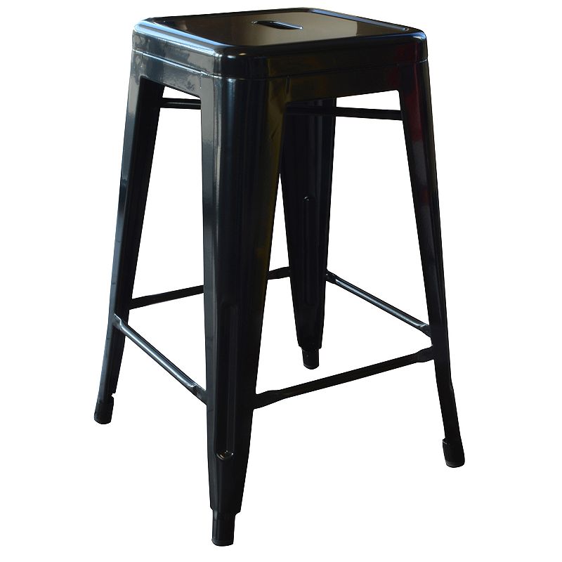 AmeriHome Loft Red 24 Metal Bar Stool 4-Piece Set, Black