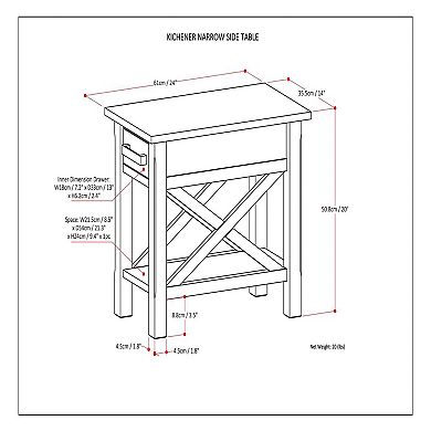 Simpli Home Kitchener Wood Narrow Side Table
