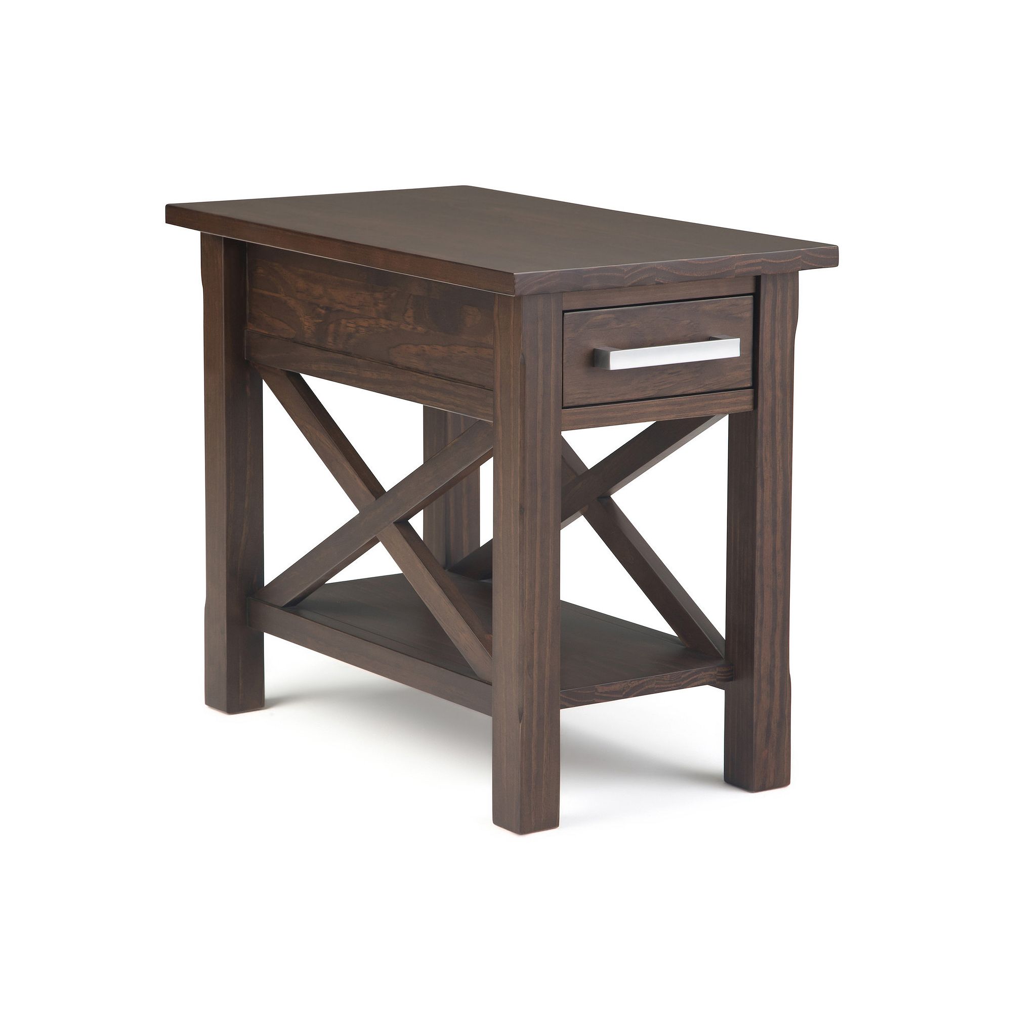 Simpli Home Kitchener Wood Narrow End Table, Warm Brown Brown
