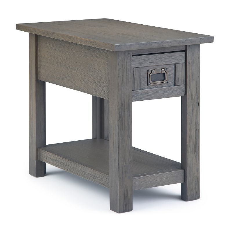 Simpli Home Monroe Solid Acacia Wood Narrow Side Table, Grey
