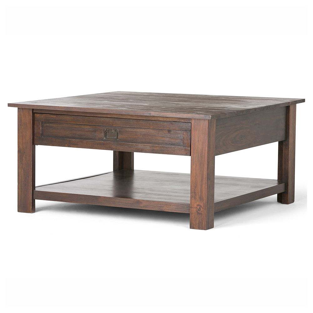 Simpli Home Monroe Square Coffee Table, Brown