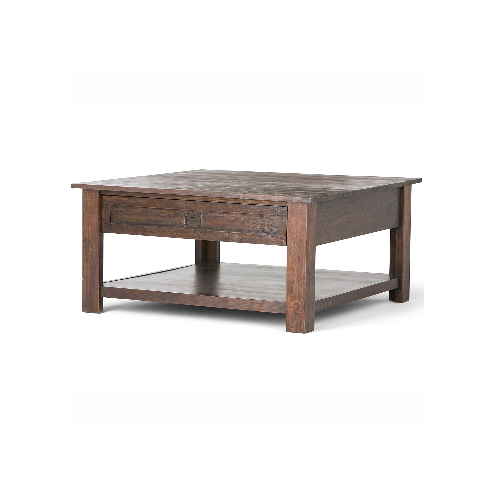Simpli Home Monroe Solid Acacia Wood Square Coffee Table, Distressed Brown