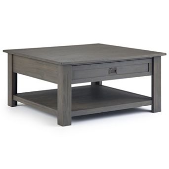 Simpli Home Monroe Solid Acacia Wood Square Coffee Table