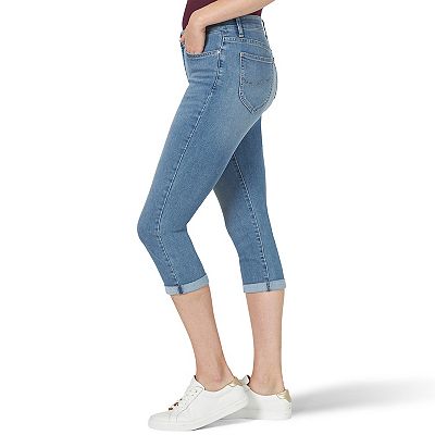 LEE Women's Sculpting Pull On Capri Jean, Black, 14 Petite