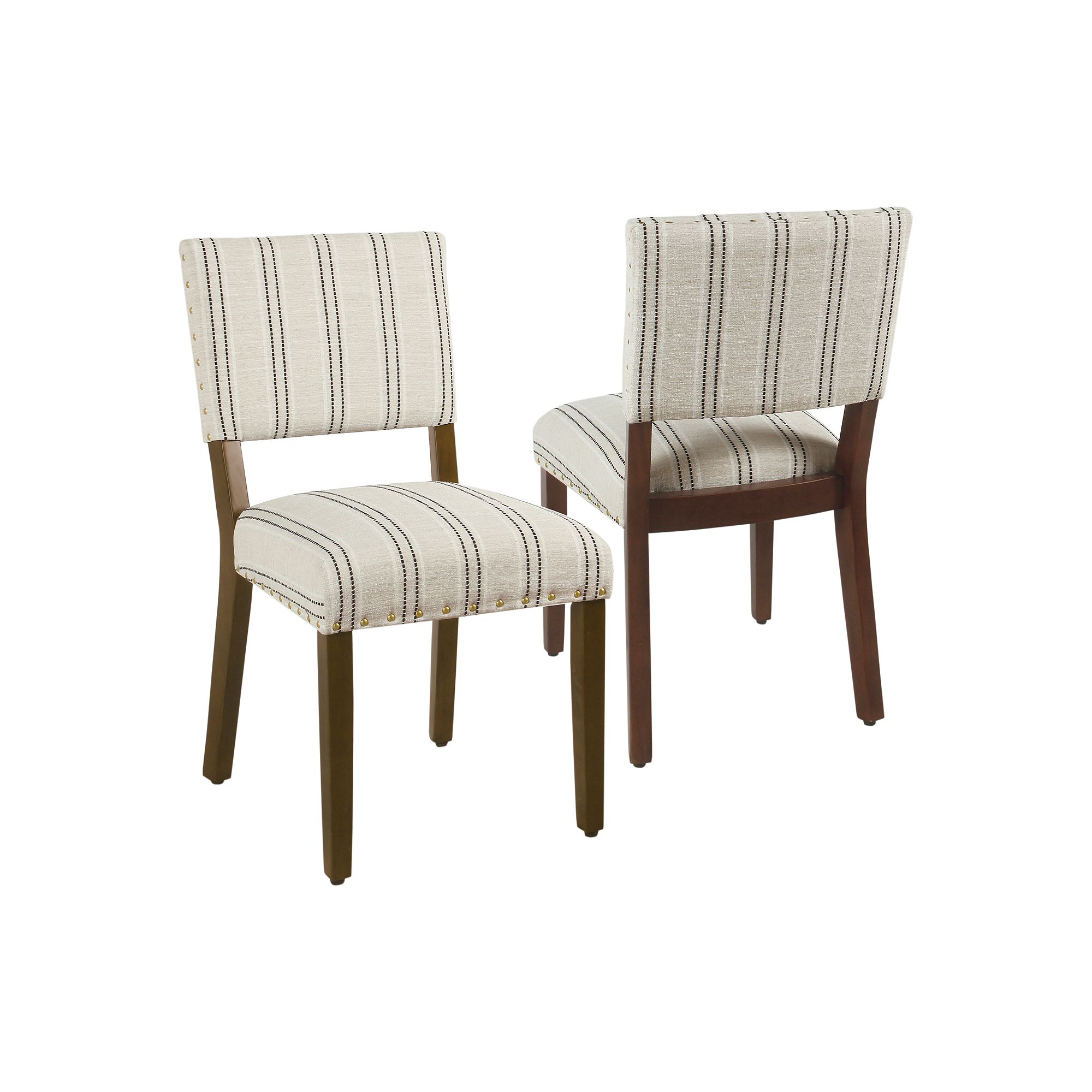 HomePop Nailhead Trim Dining Chair 2-piece Set, Cream Black White