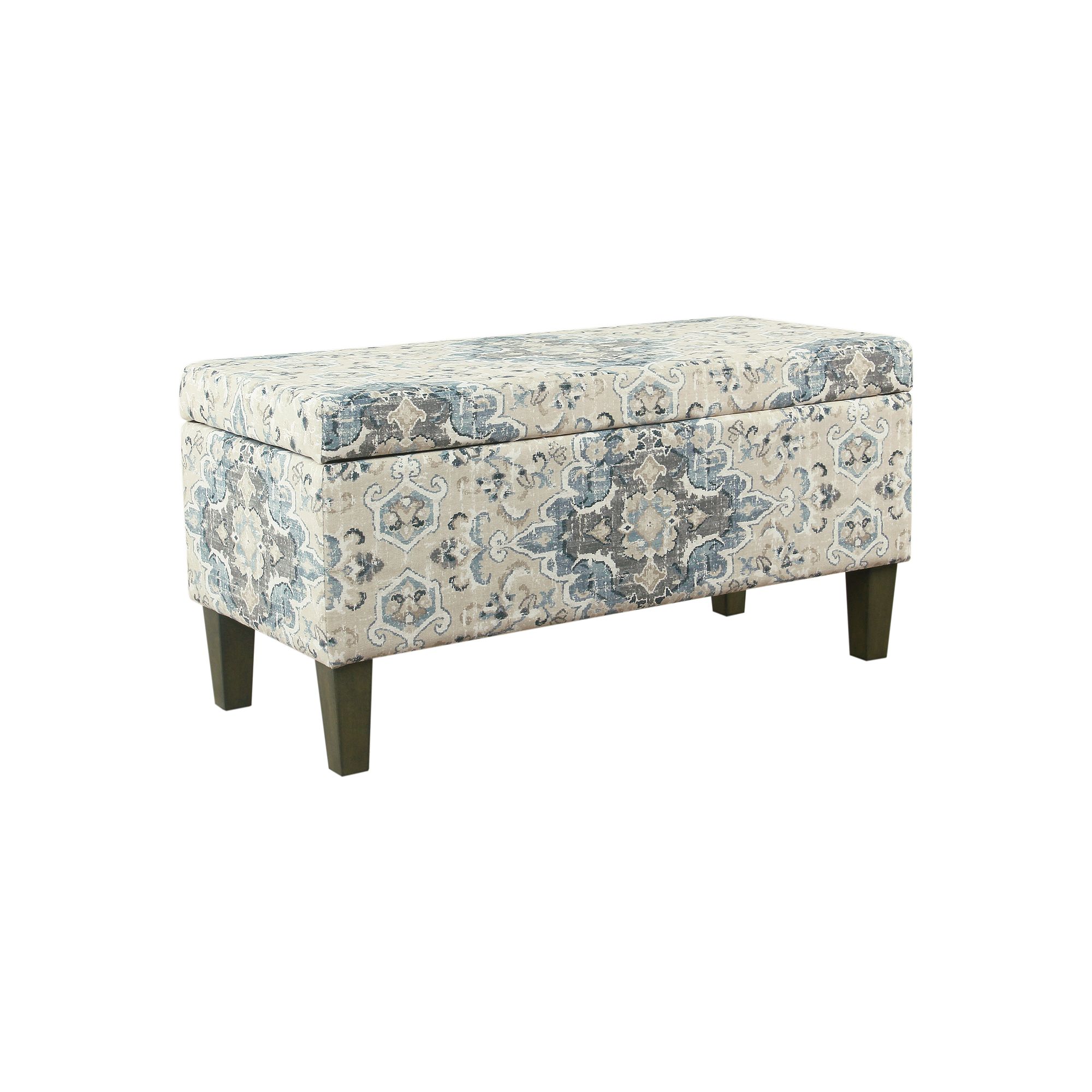 HomePop Large Decorative Storage Bench, Ivory Blue