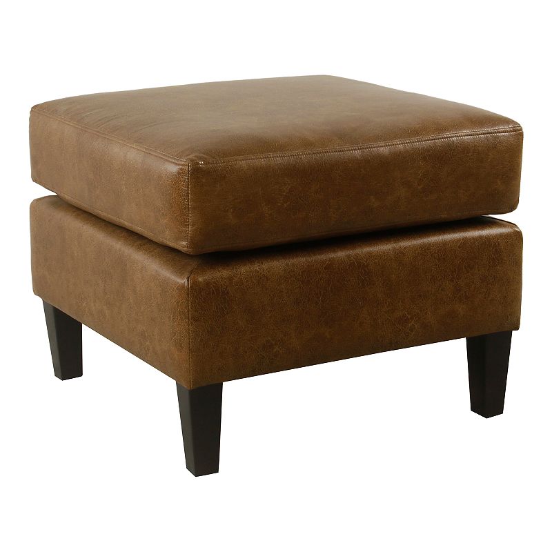 HomePop Brooklyn Large Faux Leather Pillowtop Ottoman, Multicolor