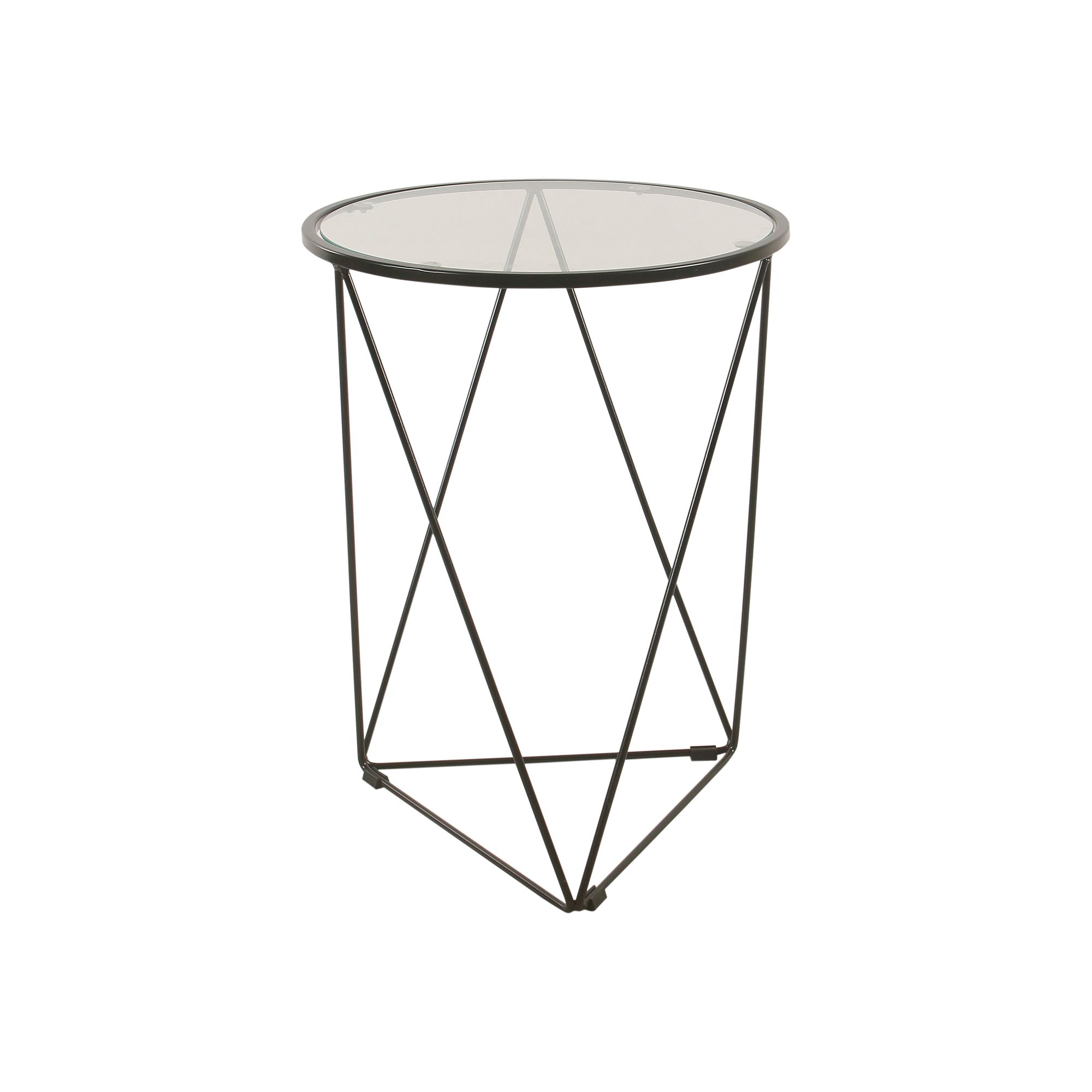 HomePop Metal & Glass Triangle Accent Table, Black