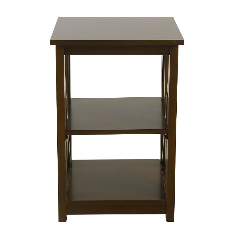HomePop Square Wood Accent Table in Dark Walnut, Multicolor