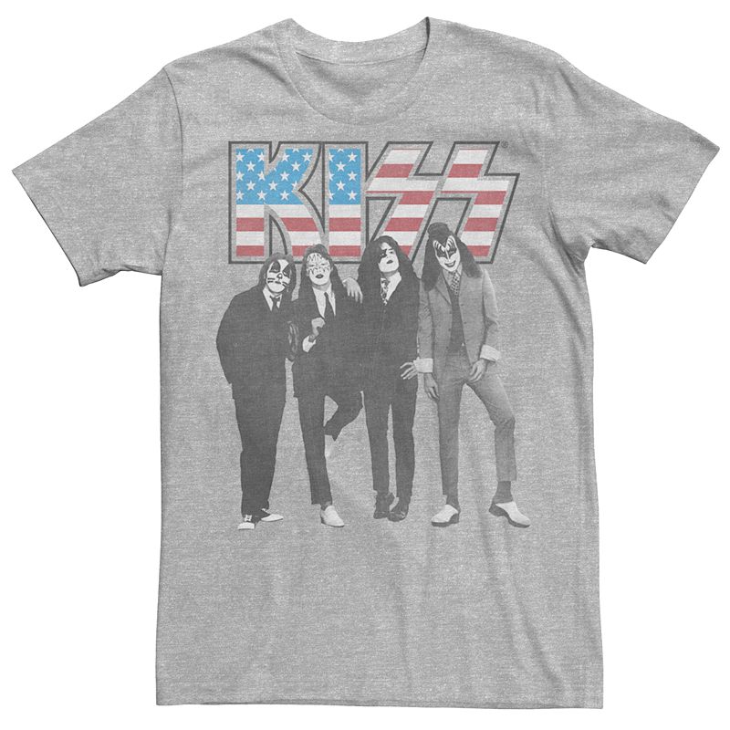 Mens KISS American Flag Tee, Size: Small, Med Grey