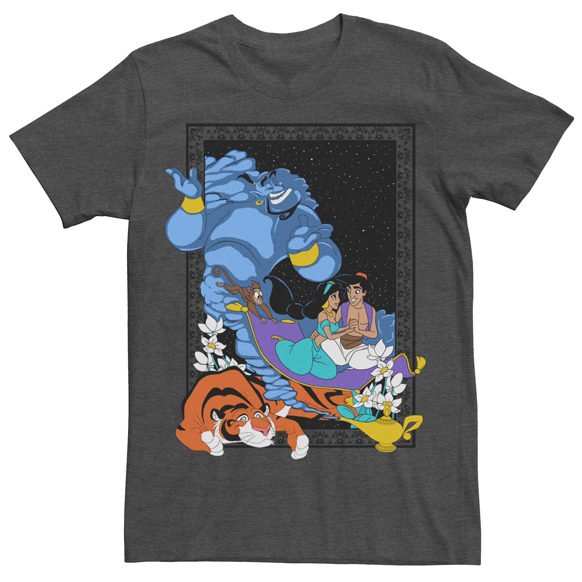 Mens Disneys Aladdin Poster In The Lamp Tee, Size: Small, Grey Heather