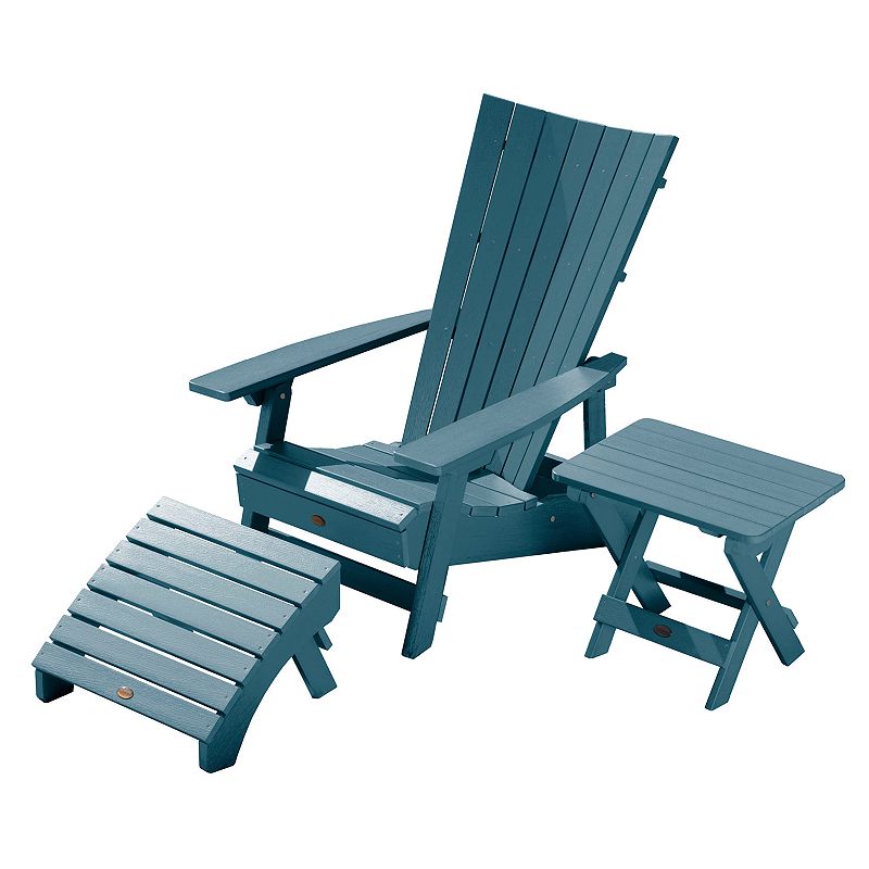 Highwood Manhattan Beach Adirondack Chair with Folding Side Table & Ottoman