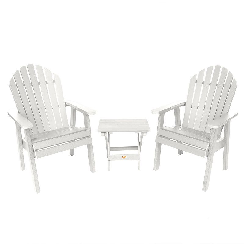 highwood 2 Hamilton Deck Chairs with 1 Folding Side Table, White
