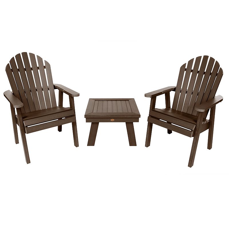 highwood 2 Hamilton Deck Chairs with 1 Adirondack Side Table, Brown