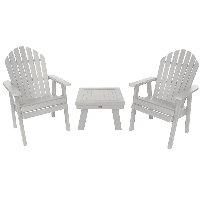 highwood 2 Hamilton Deck Chairs with 1 Adirondack Side Table, White