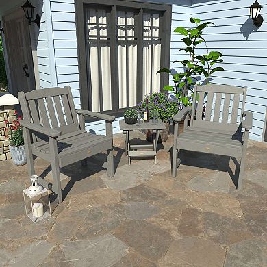 Highwood USA 2 Lehigh Garden Chairs with 1 Folding Side Table