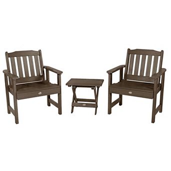 Highwood USA 2 Lehigh Garden Chairs with 1 Folding Side Table