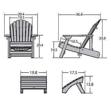 Highwood USA Hamilton Folding & Reclining Adirondack with Folding Ottoman