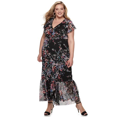 Plus Size Apt. 9® Printed Flounce Hem Maxi Dress
