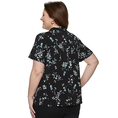 Plus Size Croft & Barrow Short Sleeve Collared Popover Top