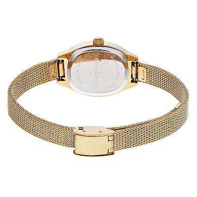 Peugeot Women's 14k Gold Plated Slim Mesh Sun & Moon Phase Dress Watch