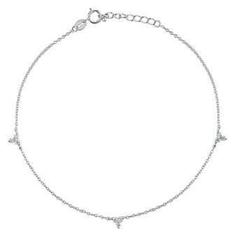 PRIMROSE Sterling Silver Cubic Zirconia Station Anklet