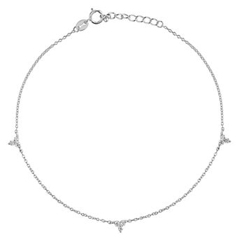 PRIMROSE Sterling Silver Cubic Zirconia Station Anklet