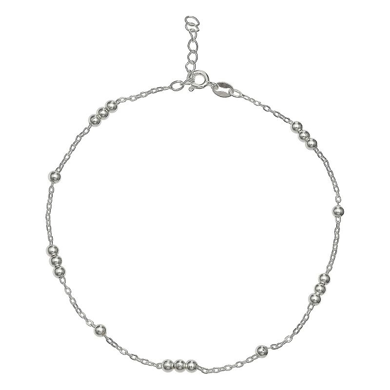 33838647 Primrose Sterling Silver Bead Cable Anklet, Womens sku 33838647