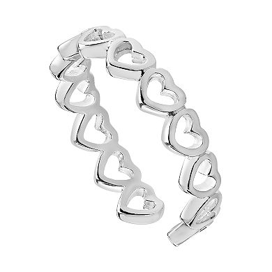 PRIMROSE sterling silver polished open heart band toe ring