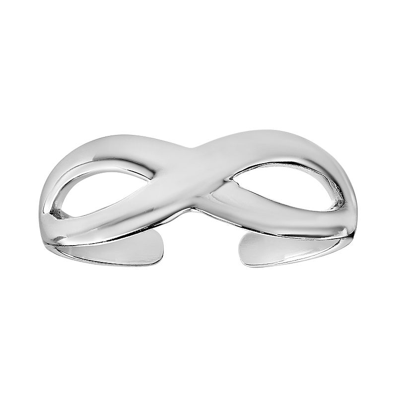 PRIMROSE Sterling Silver Infinity Band Toe Ring, Womens, Grey