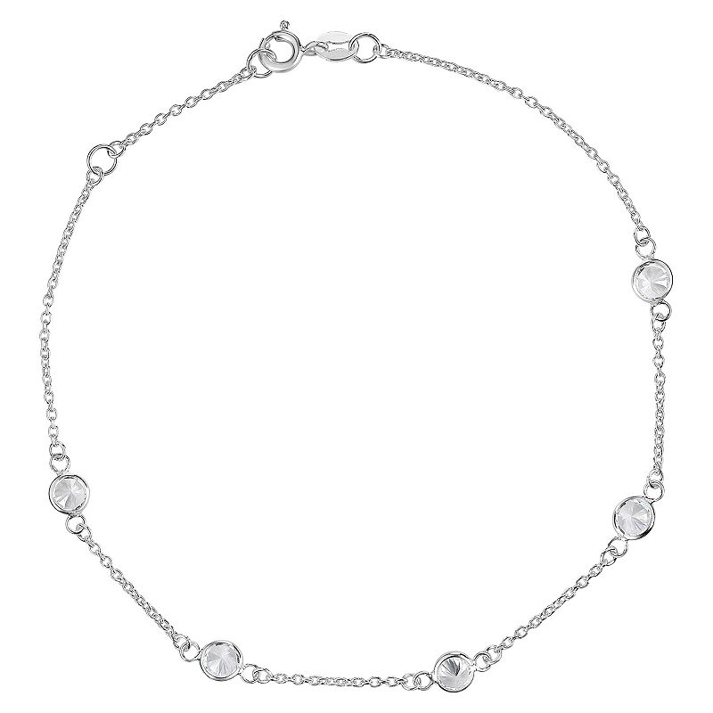 Primrose Sterling Silver Cubic Zirconia Anklet, Womens, Size: 9, Grey