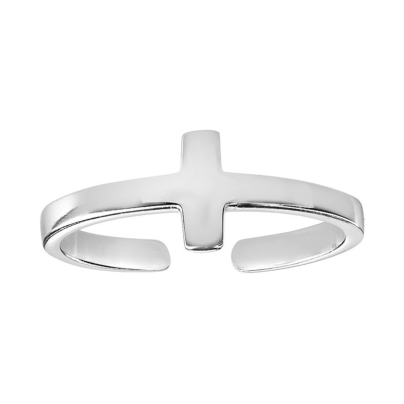 Primrose Sterling Silver Cross Toe Ring, Womens, Grey