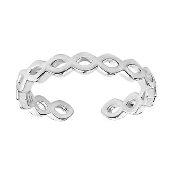 PRIMROSE Sterling Silver Polished Braided Band Toe Ring