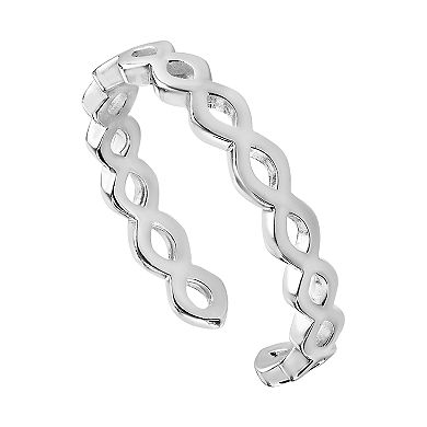 Womens PRIMROSE Primrose sterling silver polished braided band toe ring.