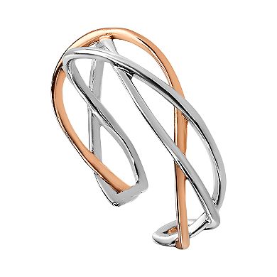 PRIMROSE Two Tone Sterling Silver and 18k Rose Gold Plated Twisted Toe Ring