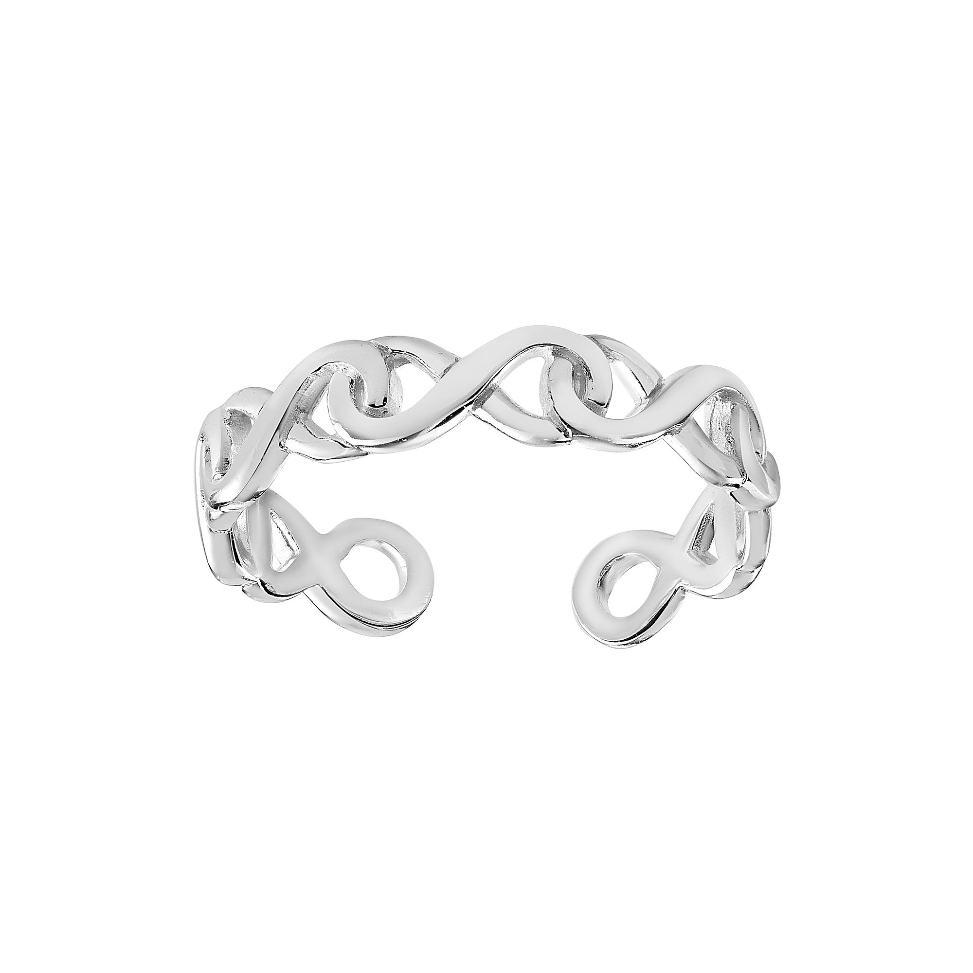 PRIMROSE Sterling Silver Interlocking Infinity Toe Ring, Womens, Silver To