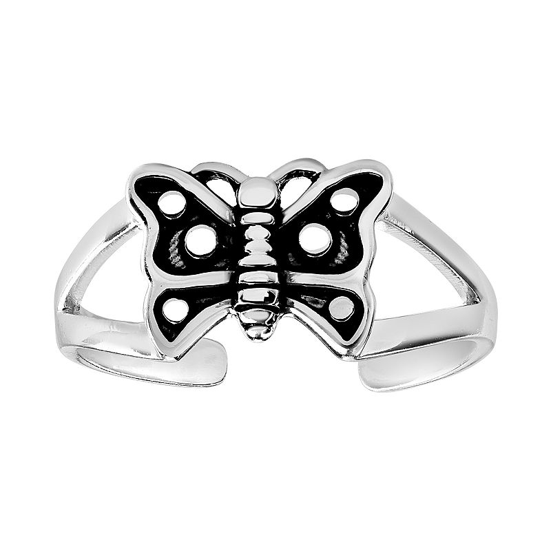 Primrose Sterling Silver Butterfly Toe Ring, Womens, Grey