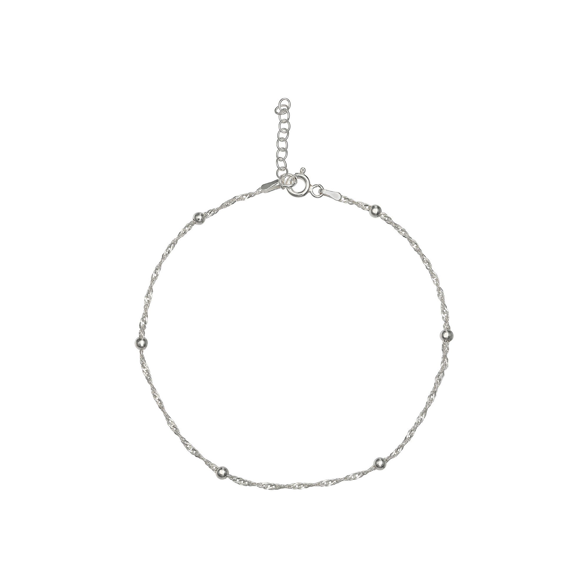 PRIMROSE Sterling Silver Bead Anklet, Womens, Size: 9, Silver Tone