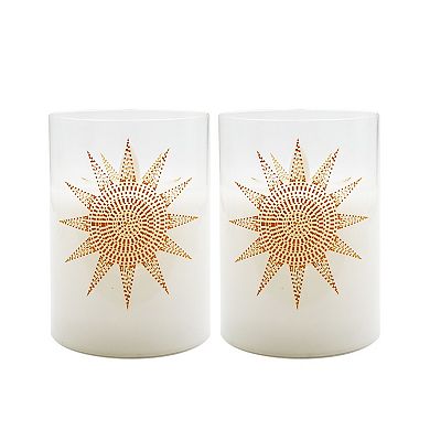 LumaBase 2-pc. Mosaic Sun Wax LED Candles in Glass Holders with Timer Set