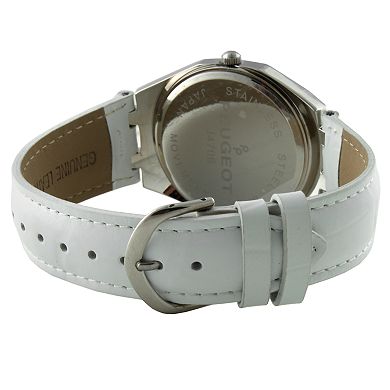 Women's Peugeot Hex Shape Watch with Crystal Bezel and Leather Strap