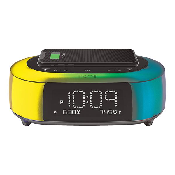 iHome Color Changing Bluetooth Alarm Clock Speaker with Qi Wireless, Speaker  Phone, and USB Charging