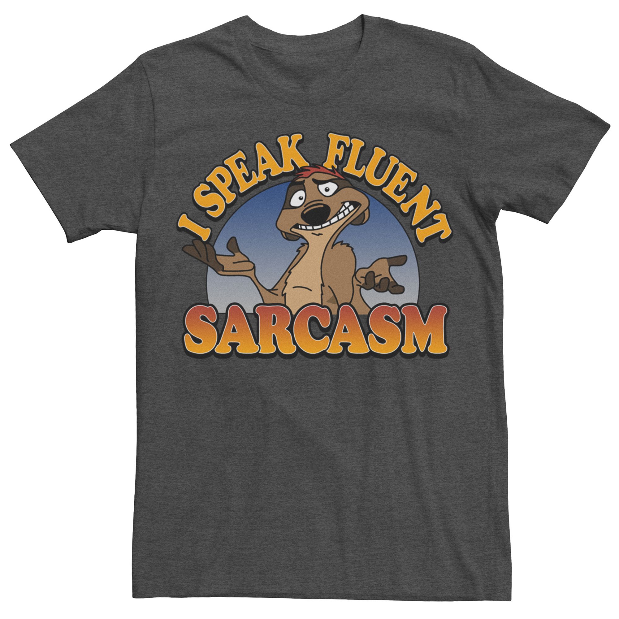 Mens Disneys The Lion King Timon Sarcasm Tee, Size: Small, Grey Heather