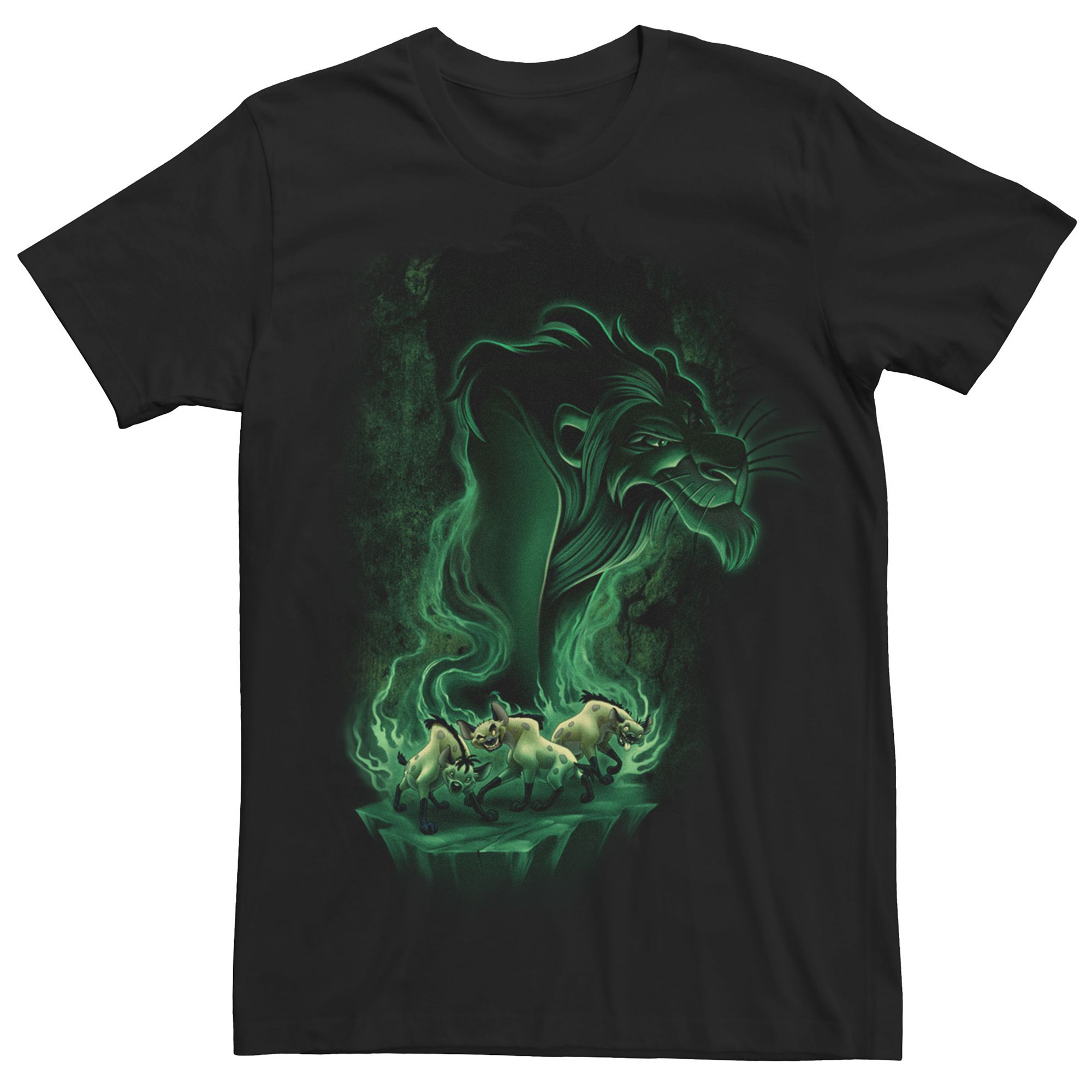 Mens Disneys The Lion King Scar Hyenas Smokey Green Portrait Tee, Size: M