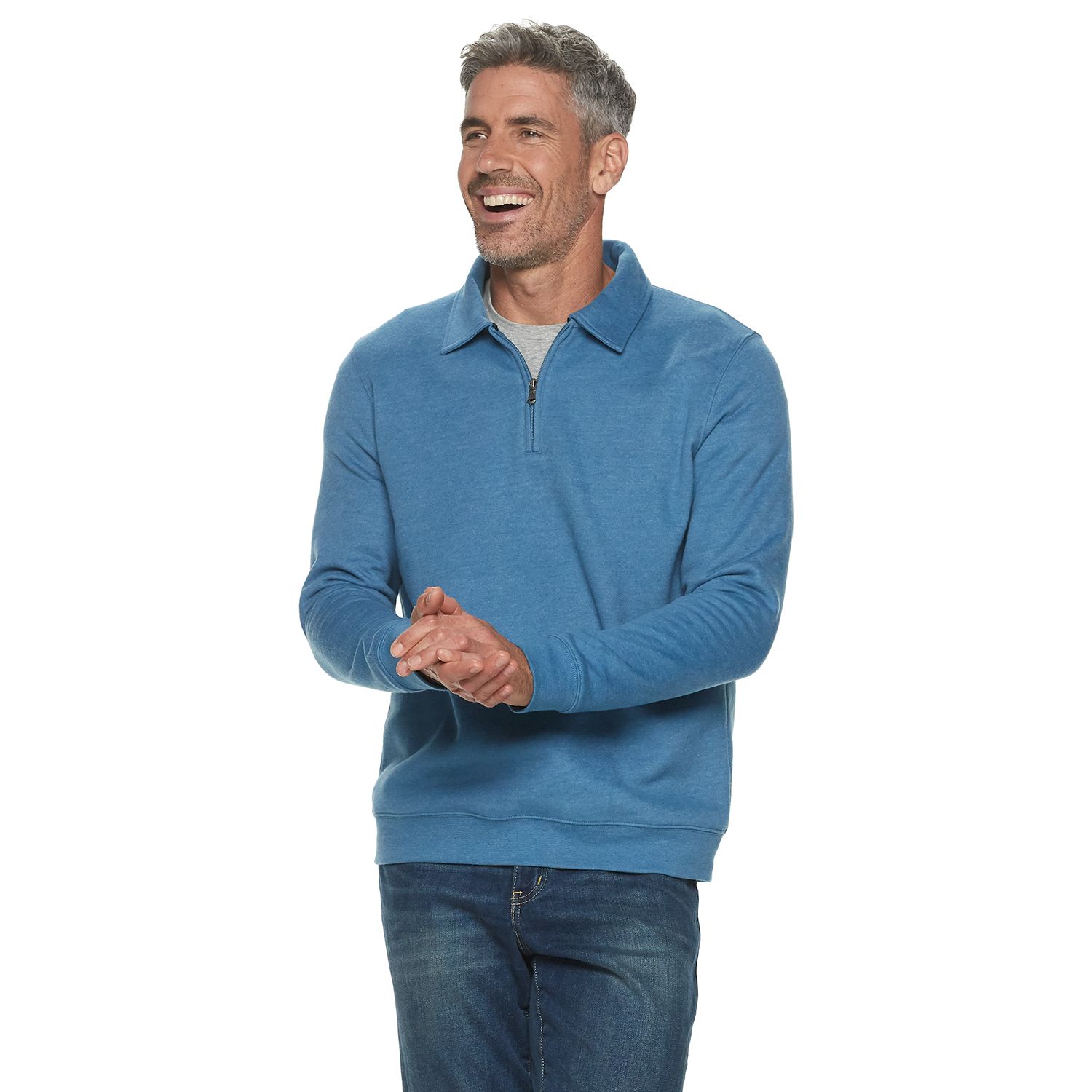 Veste pull homme Croft & Barrow gris polaire douce 1/4 fermeture