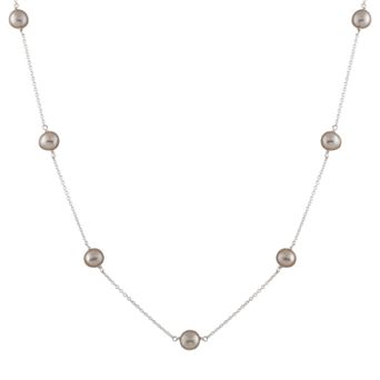 Splendid Pearls Sterling Silver Freshwater Cultured Pearl Station Necklace