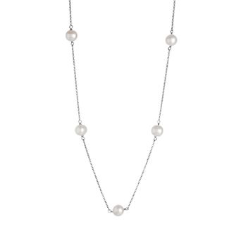 Splendid Pearls Sterling Silver Freshwater Cultured Pearl Station Necklace