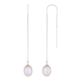Splendid Pearls Sterling Silver Freshwater Cultured Pearl Threader Earrings